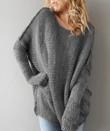 Loose long sleeved knitted sweater