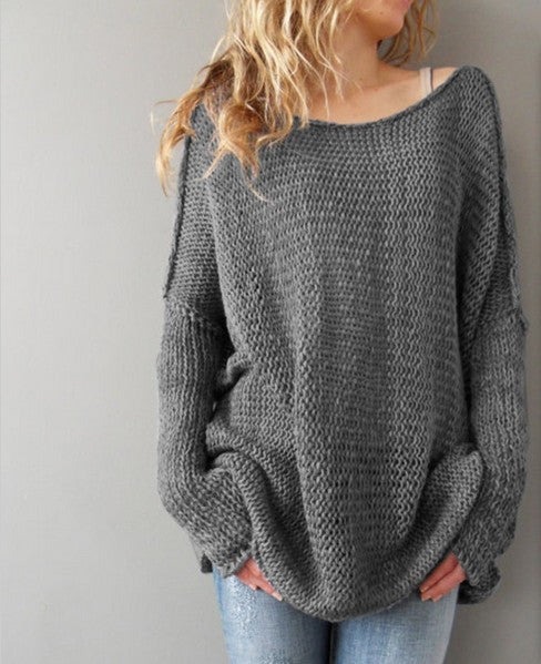 Loose long sleeved knitted sweater