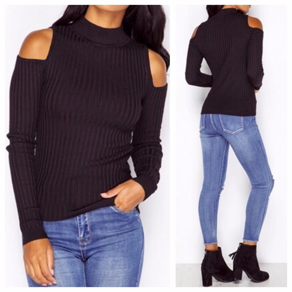 Fashion Long-Sleeved Off-Shoulder Knit Top