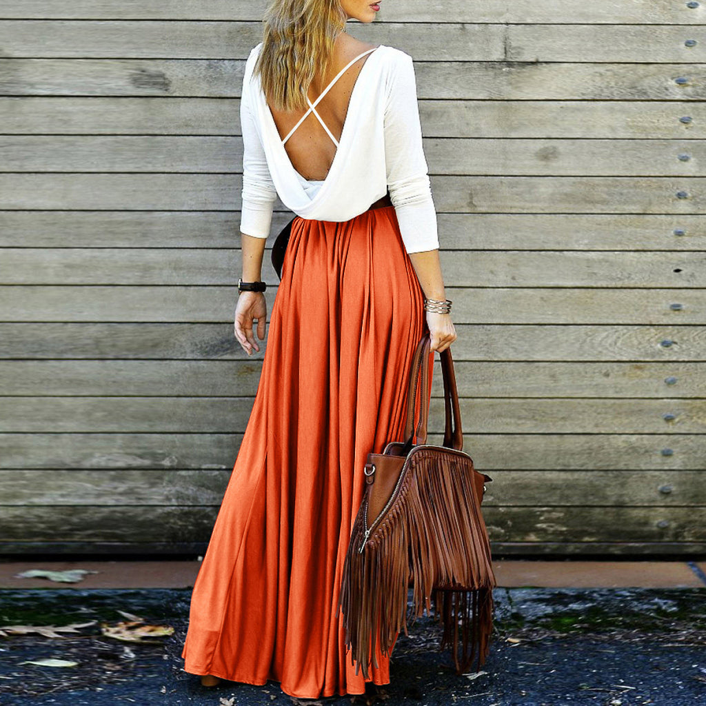 Fashion long-sleeved chiffon dress