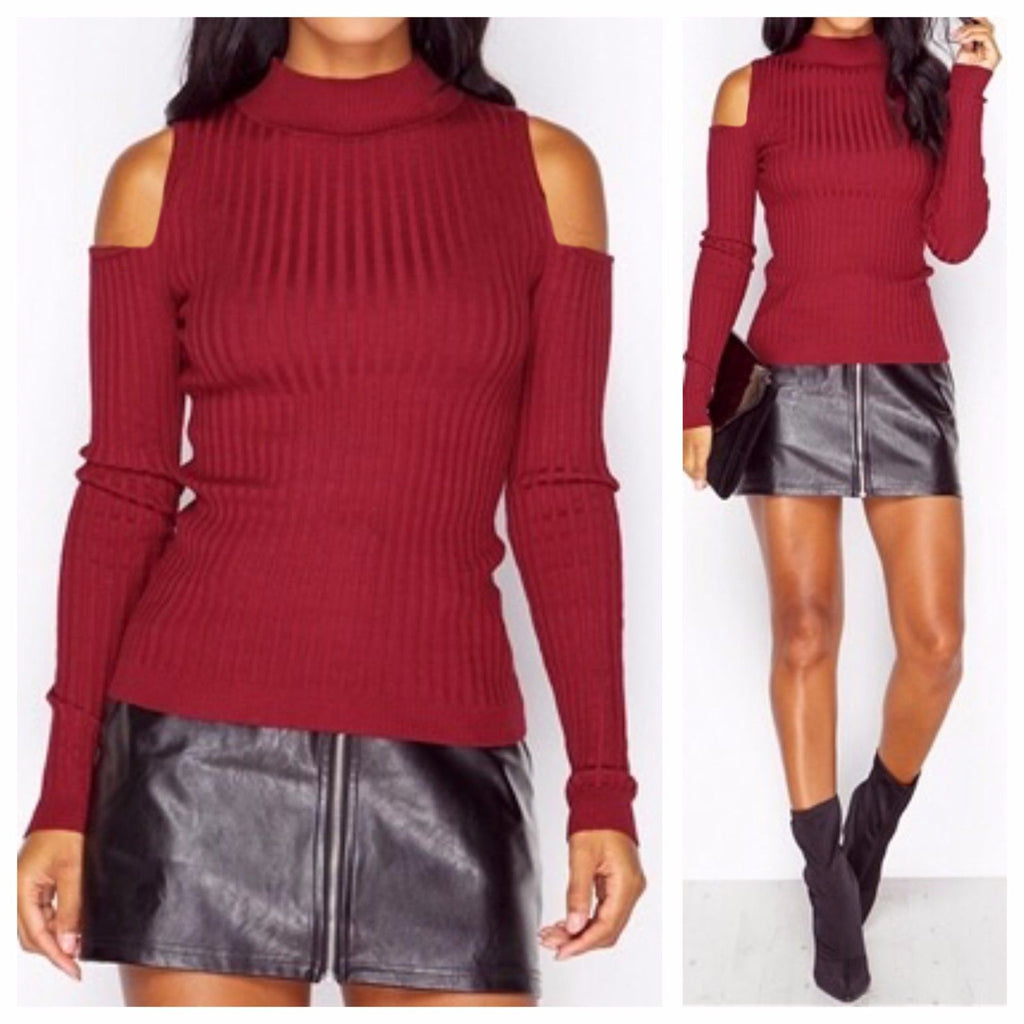 Fashion Long-Sleeved Off-Shoulder Knit Top