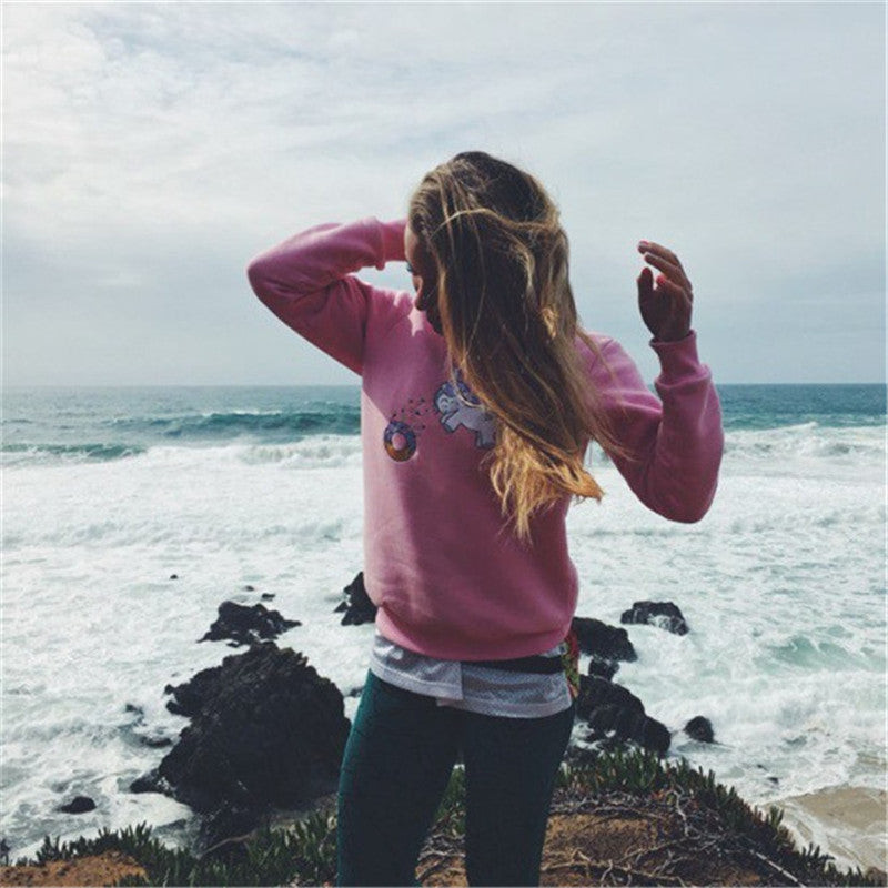 Fashion embroidery round neck sweater