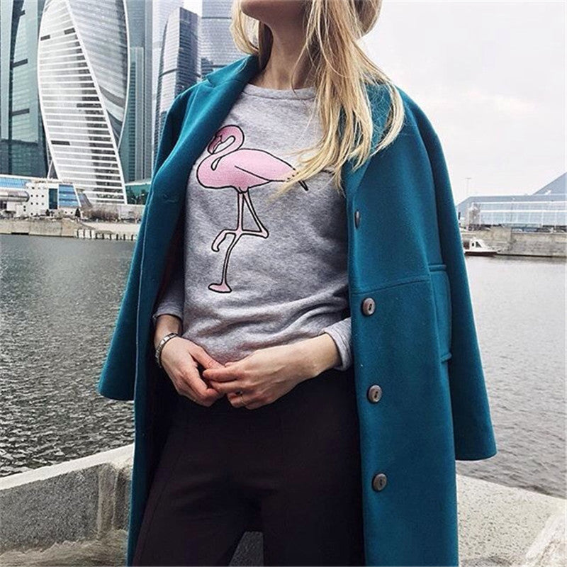 Loose round neck long sleeve printed sweater