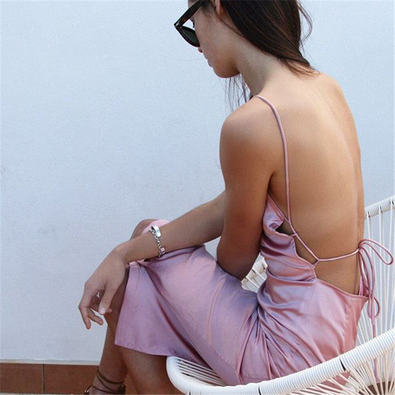 Fashion Sling Pink Dress