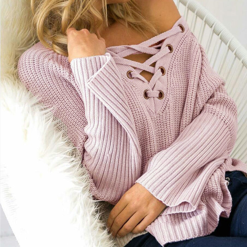 Sweater V-neck Tops Women's Fashion Needles