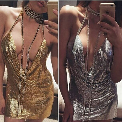 Fashion Sexy Solid Color Sling Sleeveless Dress