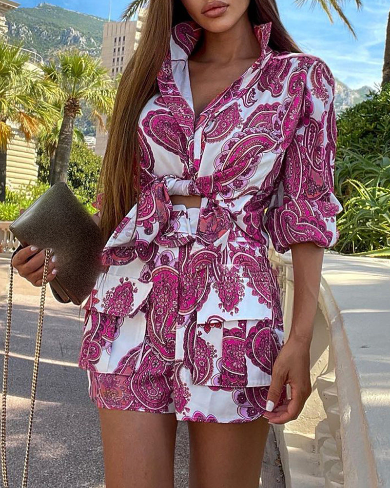 Long Sleeve Print Two-piece Set