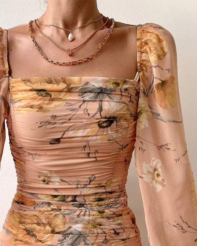 Casual Women Long Sleeve Print Dress