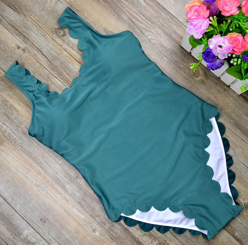 Fashion sexy hot scalloped vest type one piece bath suit Pink