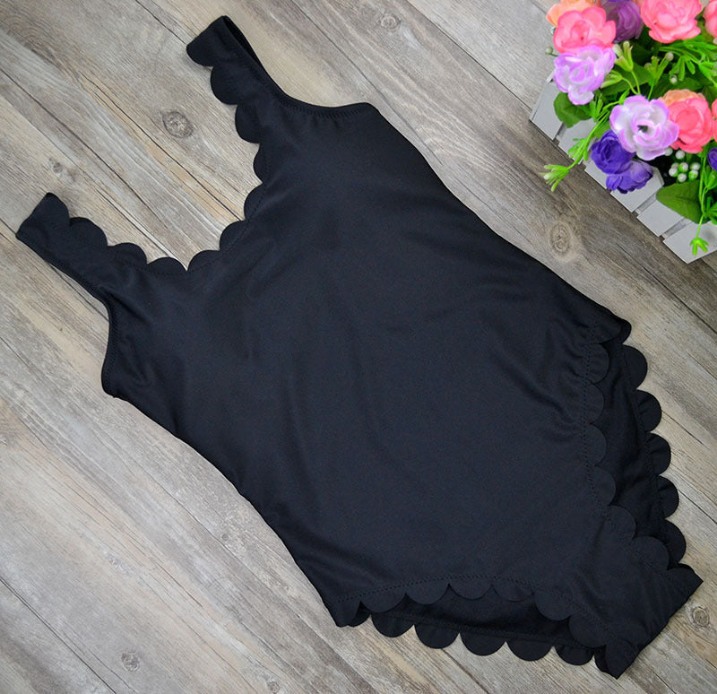 Fashion sexy hot scalloped vest type one piece bath suit Pink