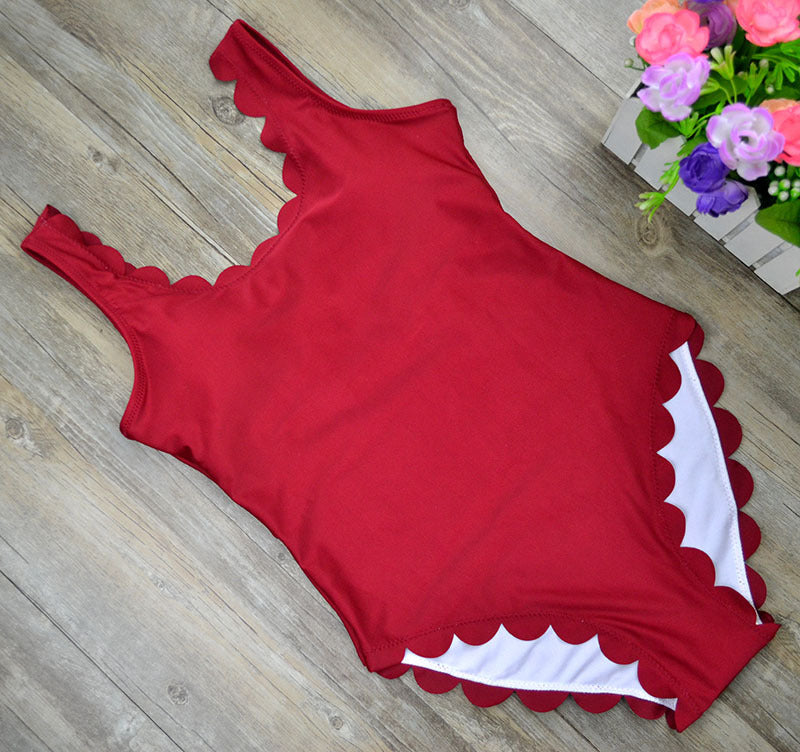 Fashion sexy hot scalloped vest type one piece bath suit Pink