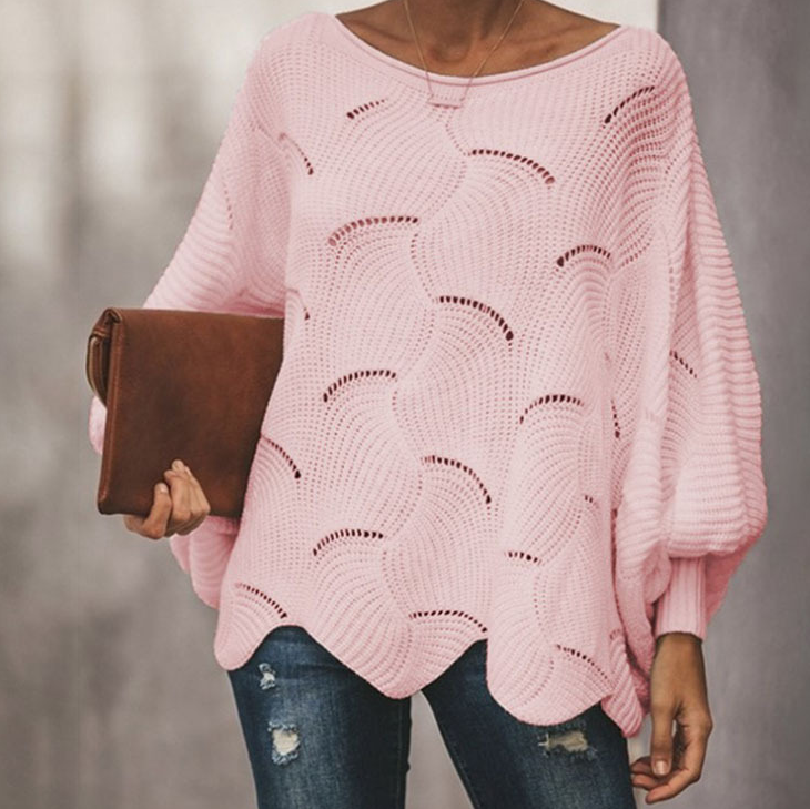 Large Size Loose Knit Long Sleeve Sweater