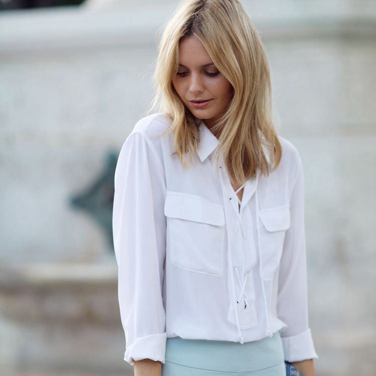 Sexy V-Neck Long-Sleeved Shirt