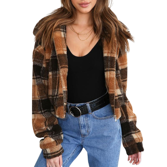 Women'S Long Sleeve Plaid Jacket