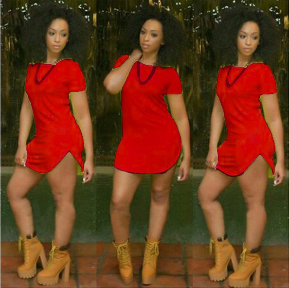 FASHION ROUND NECK SHORT-SLEEVED DRESS