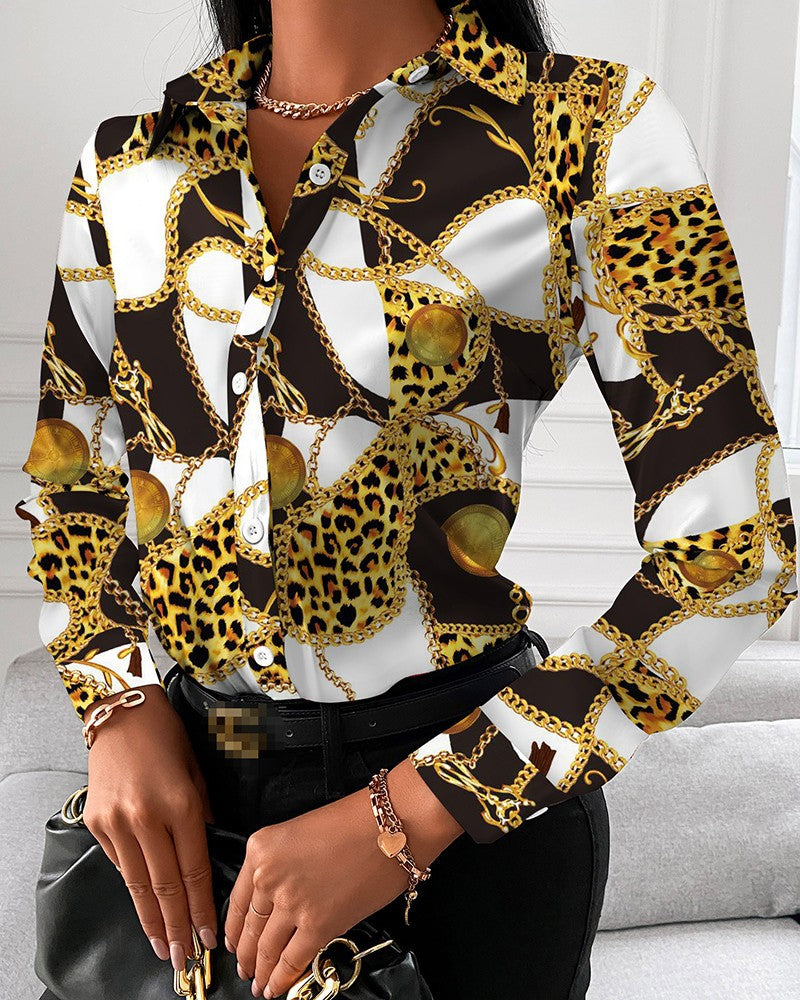 Women's Long Sleeve Printed Cardigan Shirt