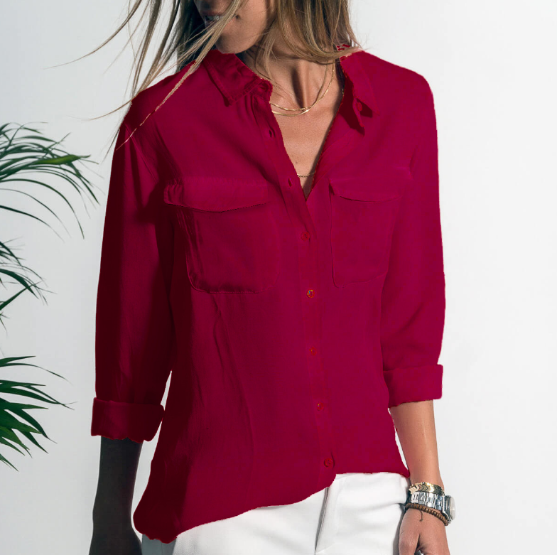 Long Sleeve Pocket Shirt Top