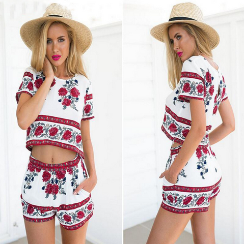 Lovely Round Neck Long-Sleeved Printed Two-Piece Dress