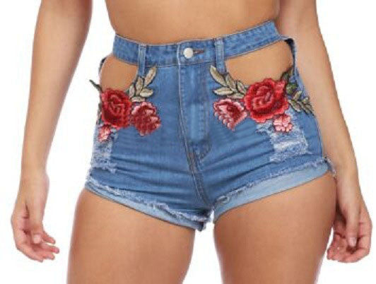 Sexy Embroidered Denim Shorts