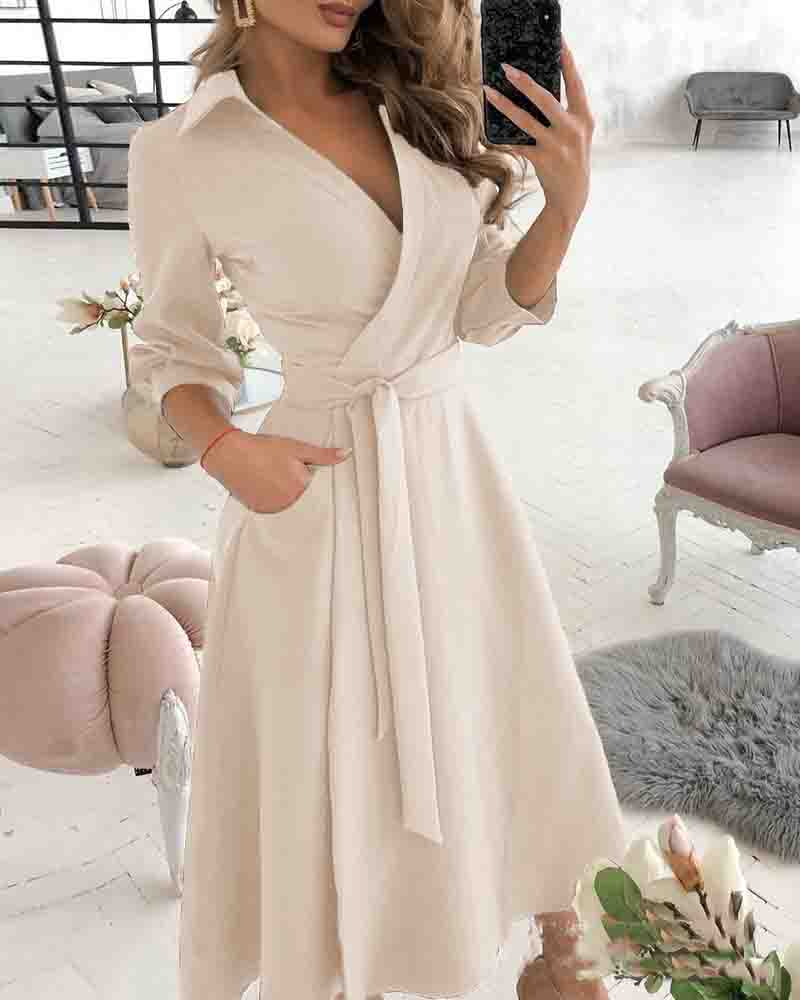 Long Sleeve V-neck Sexy Dress