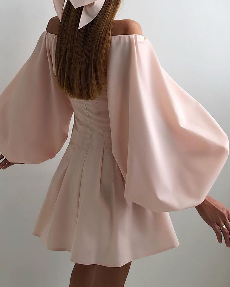 Fashion Sexy Pink One-Shoulder Dress