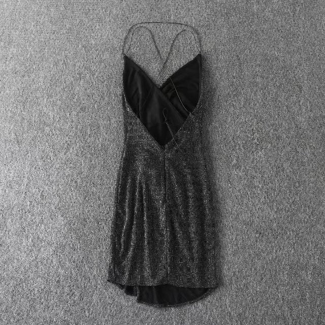Women'S Sexy Bright Silk Sling Backless Dress