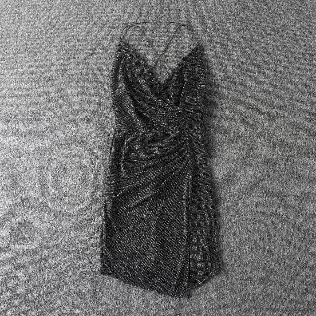 Women'S Sexy Bright Silk Sling Backless Dress