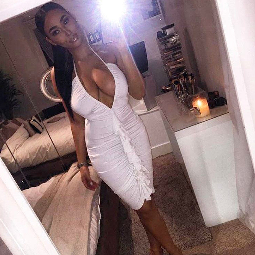 Solid Color Sexy White Dress
