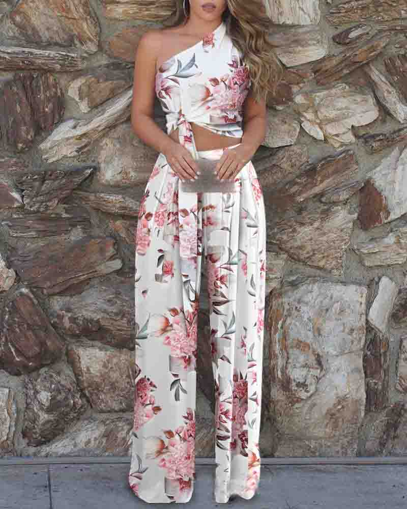 Fashion Sleeveless Print Two-piece Set