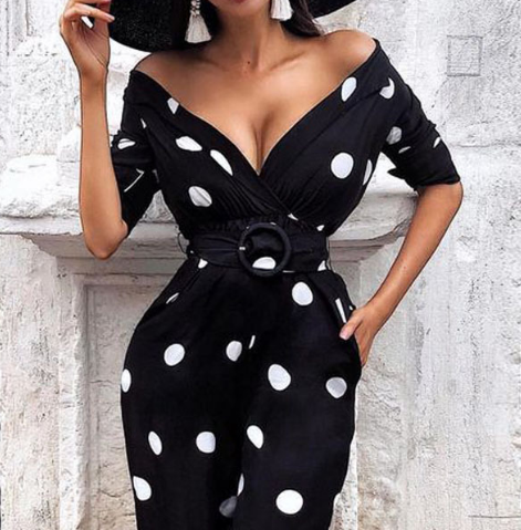 Sexy V-Neck Women's Long Sleeve Black Dress