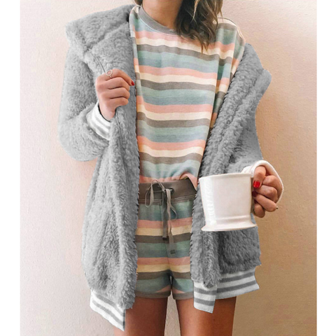 Women'S Long-Sleeved Thick Hooded Jacket