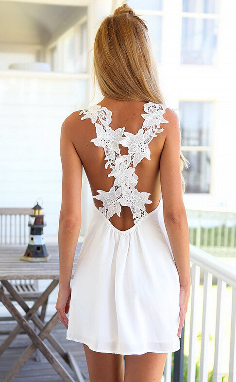 LACE CHIFFON HALTER DRESS