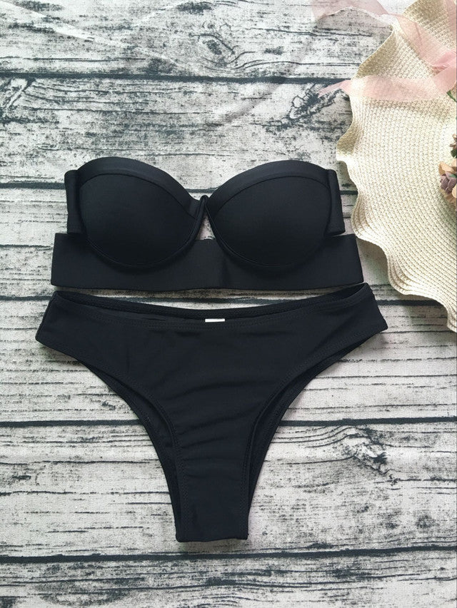 Fashion Sexy Two-piece Bikini Black Swimwear