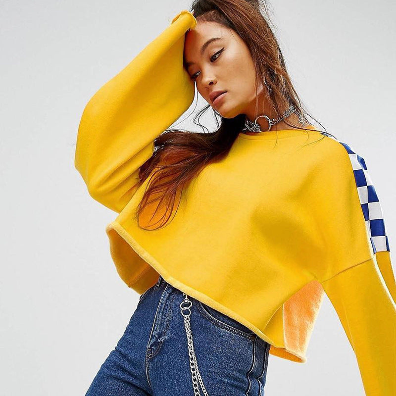 Hoodies Tops Winter Long Sleeve Plaid Loudspeaker