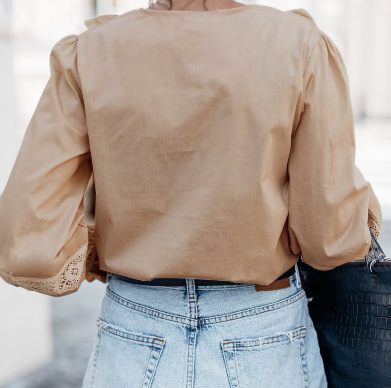 V-Neck Sexy Long-Sleeved Low-Cut Top