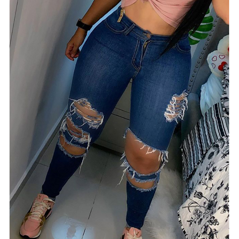 Casual Ripped Denim Jeans