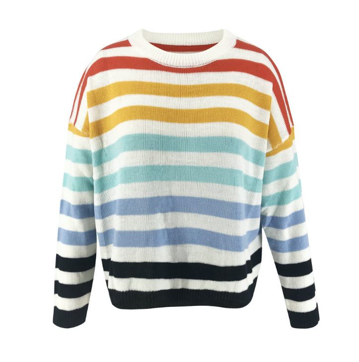 Design Striped Long Sleeve Knit Sweater