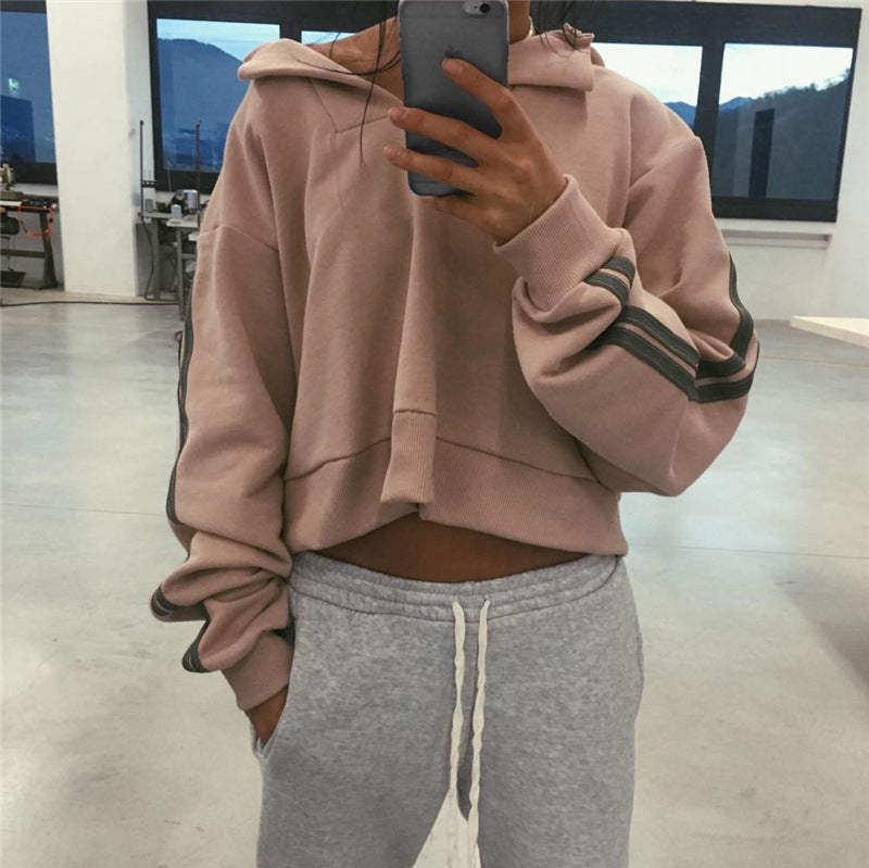 Women Loose Bat Sleeve Hooded Sweater