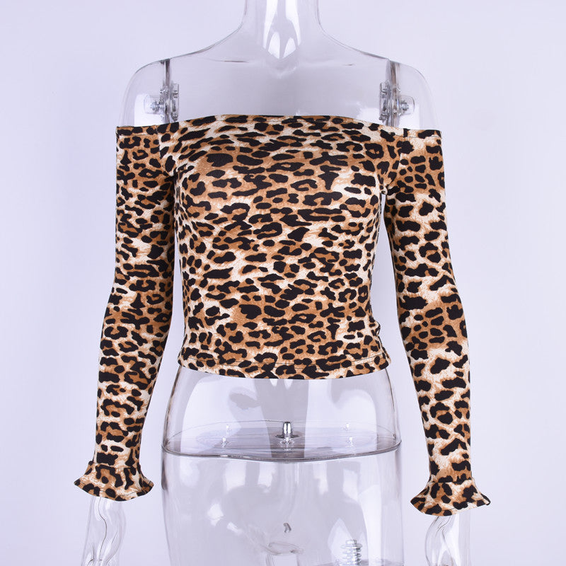Cheetah Print Off The Shoulder Top