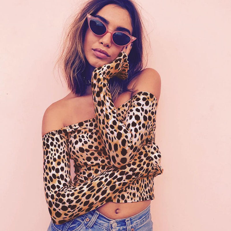 Cheetah Print Off The Shoulder Top