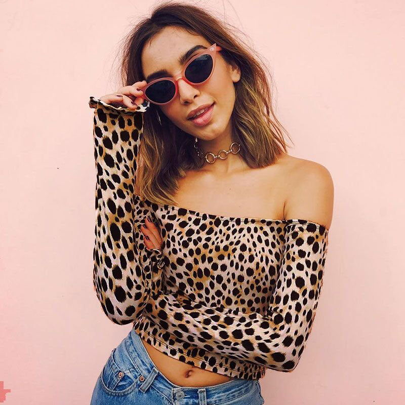 Cheetah Print Off The Shoulder Top