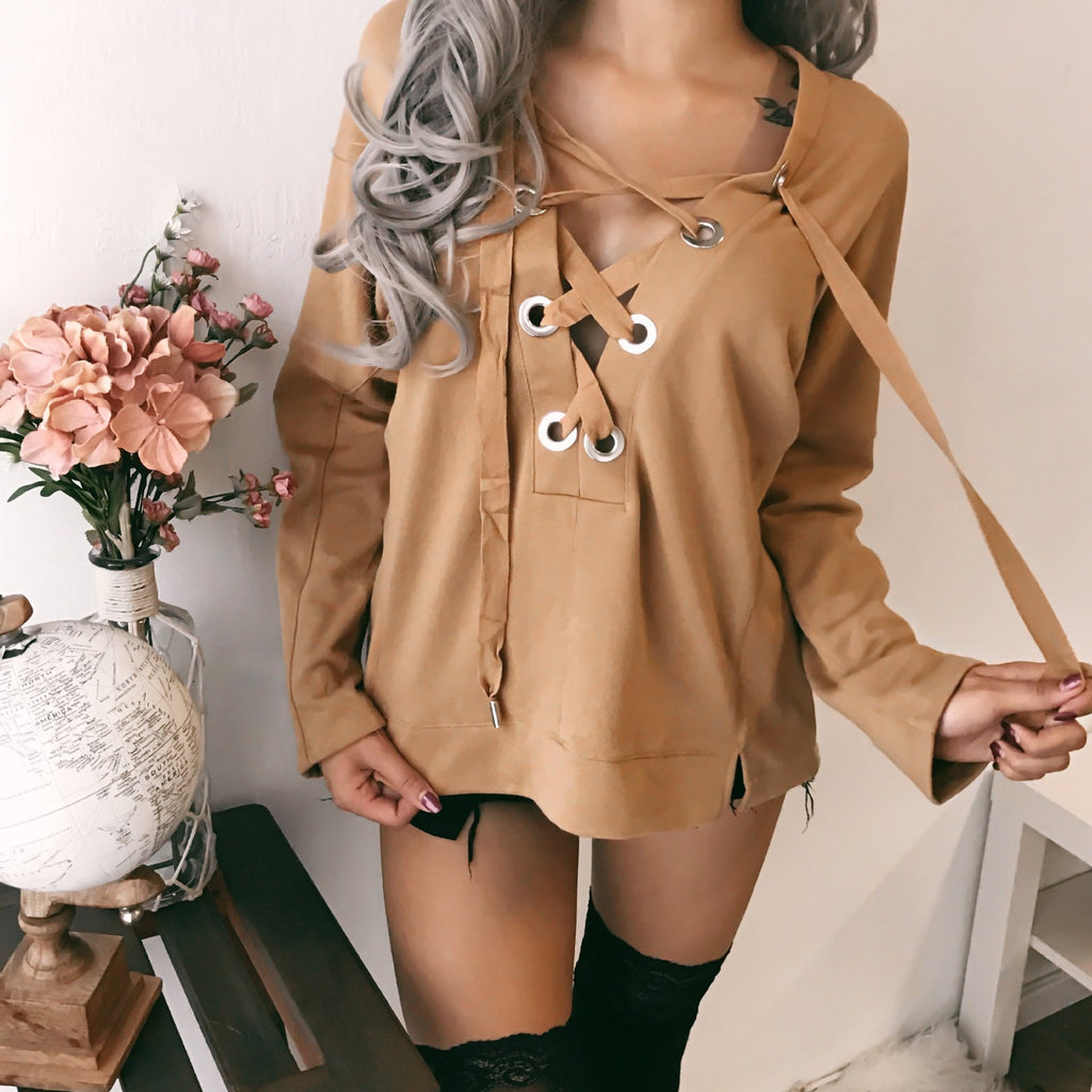 Bandage Fall Winter Tops Sweatershirt