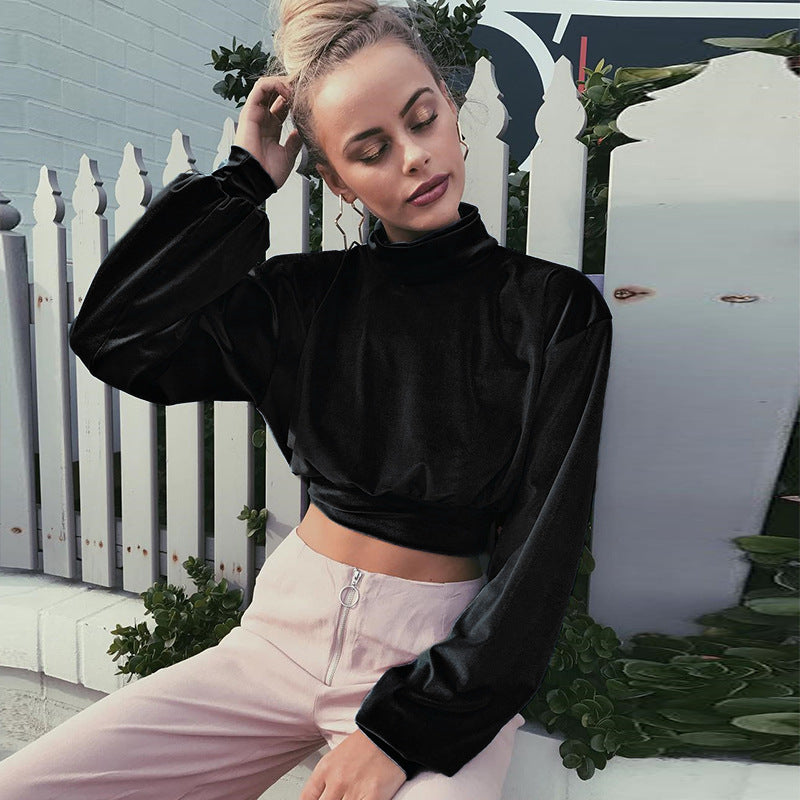 Women'S Long-Sleeved High-Necked Sweater Top