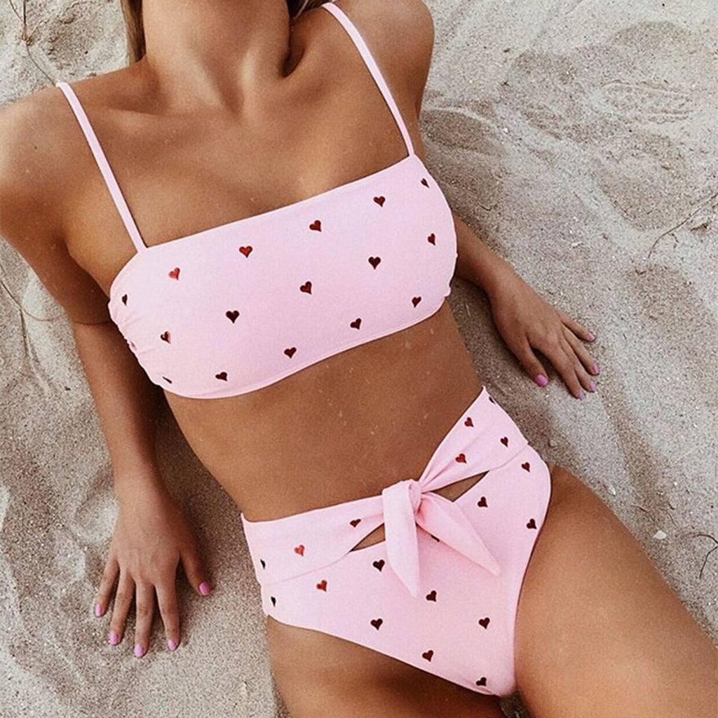 Printed Vest High Waist Bikini