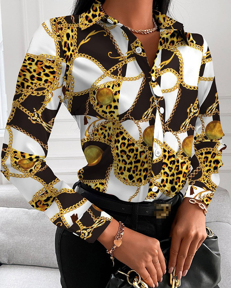 Women's Long Sleeve Printed Cardigan Shirt