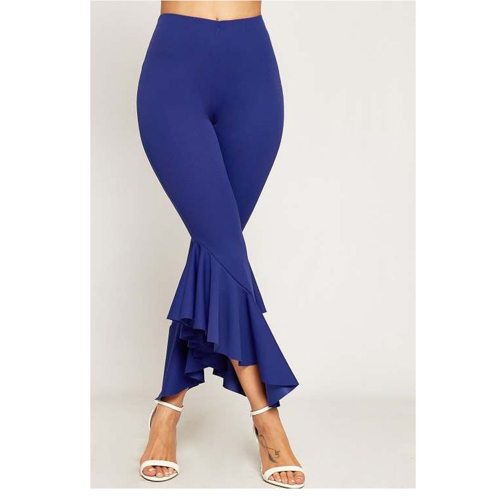 Women'S Slim Irregular Ruffled Trousers