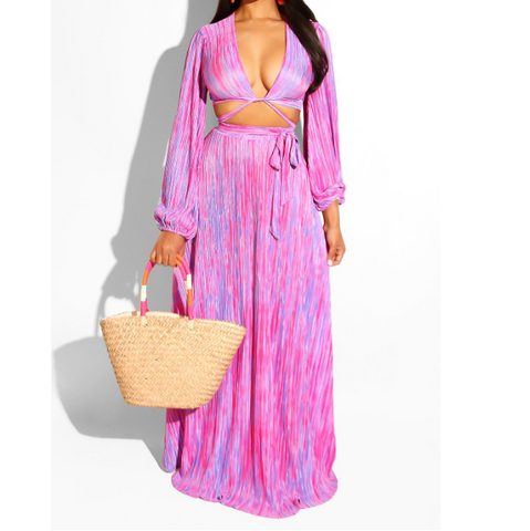 Lovely Round Neck Sleeveless Printed Piece Pants