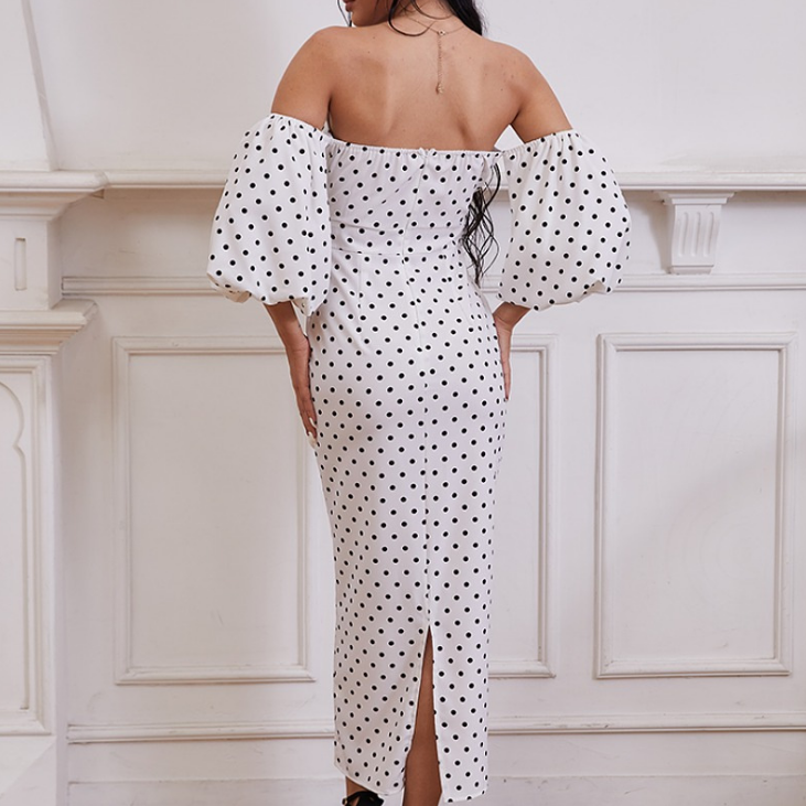 Women'S Sexy Polka Dot Print High Waist Dress