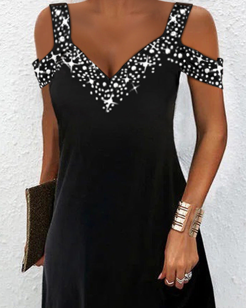 Sling Solid Color V-Neck Sleeveless Dress