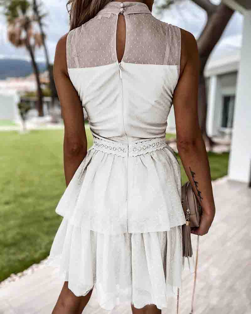 Lace Stitching Mesh Sleeveless Dress